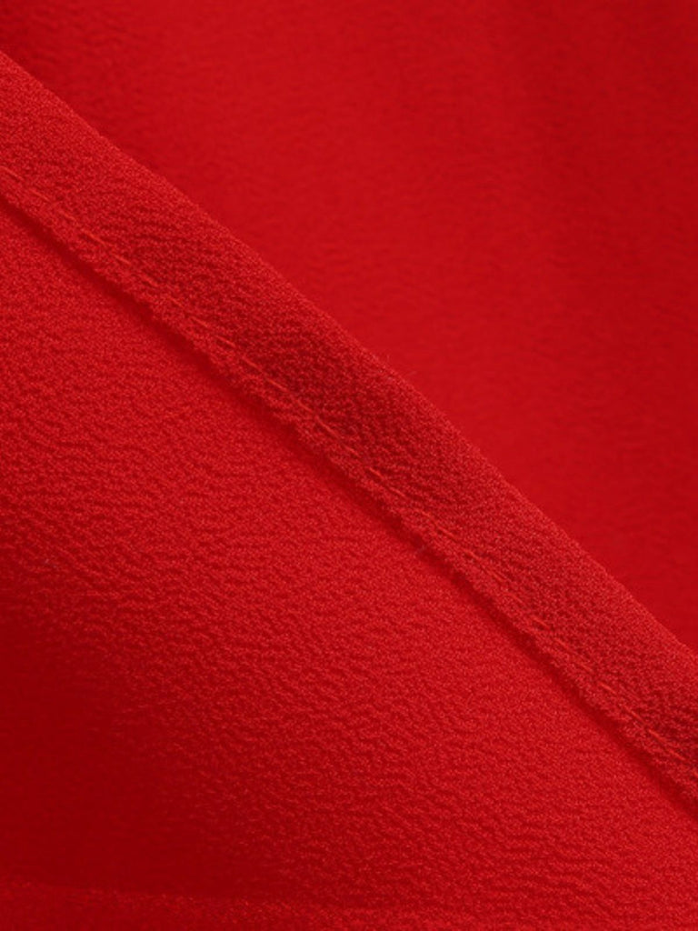 1950er Solide Halter V-Ausschnitt Netz Rückenfrei Kleid