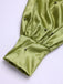 Chartreuse 1950er Perle Netz Patchwork Satin Kleid