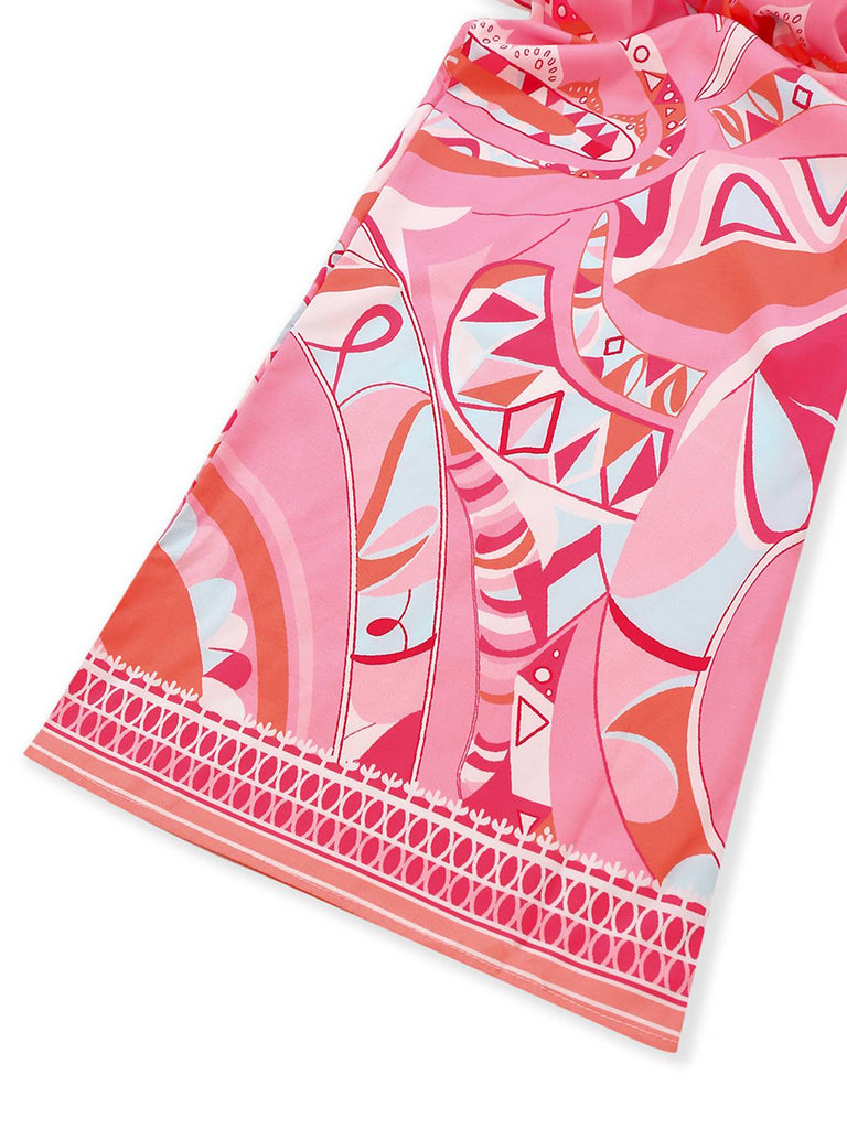 Rosa 1930er Revers Gürtel Boho Jumpsuit