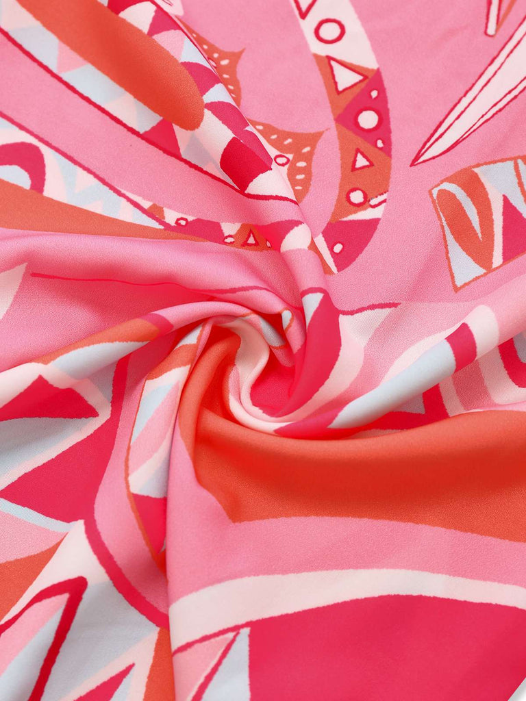 Rosa 1930er Revers Gürtel Boho Jumpsuit