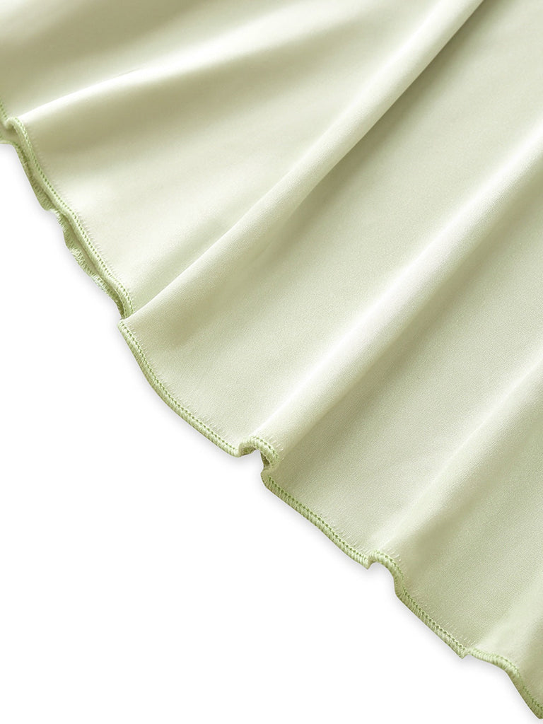 Grün 1930er Solide Kapuze Hals Rüschen Meerjungfrauen kleid