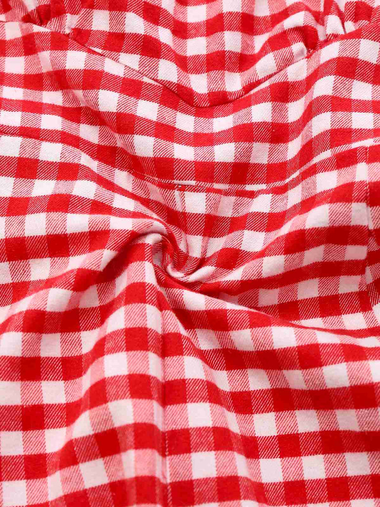 1950er Baumwolle Spitze Patchwork Gingham Plaid Romper