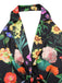 Schwarz 1930er Blumen V-Ausschnitt Halter Jumpsuit