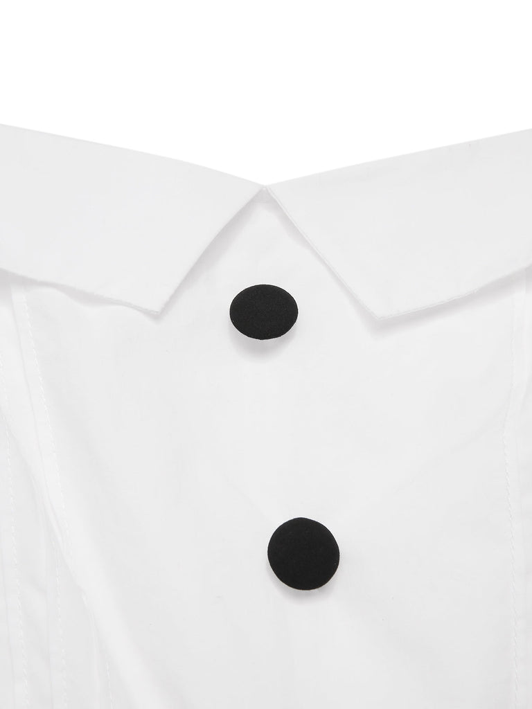 Weiß & Schwarz 1950er Baumwolle Spaghetti Träger Romper