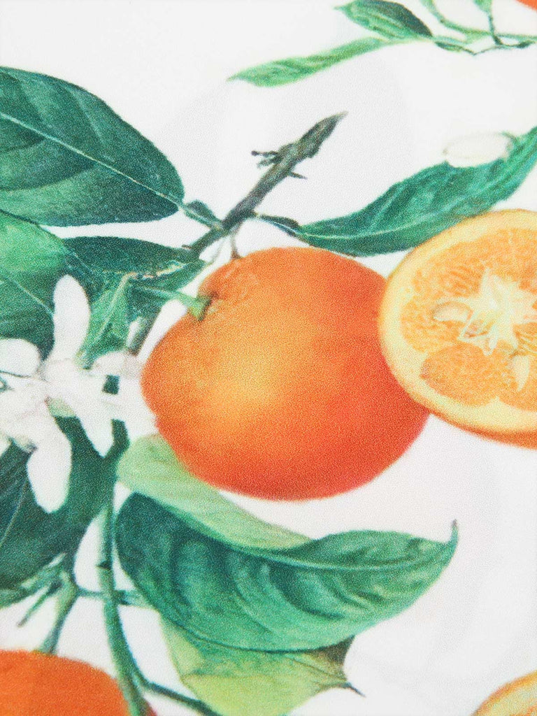 Orange 1950er Obst Bogen-Taille Träger Kleid