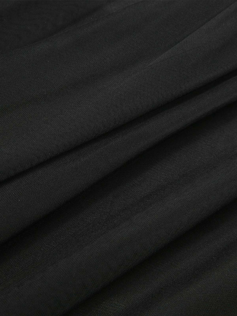 Schwarz 1950er Spitze Blumen Netz Swing Kleid