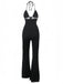 Schwarz 1930er Halter Spitze Schlaghosen Jumpsuit