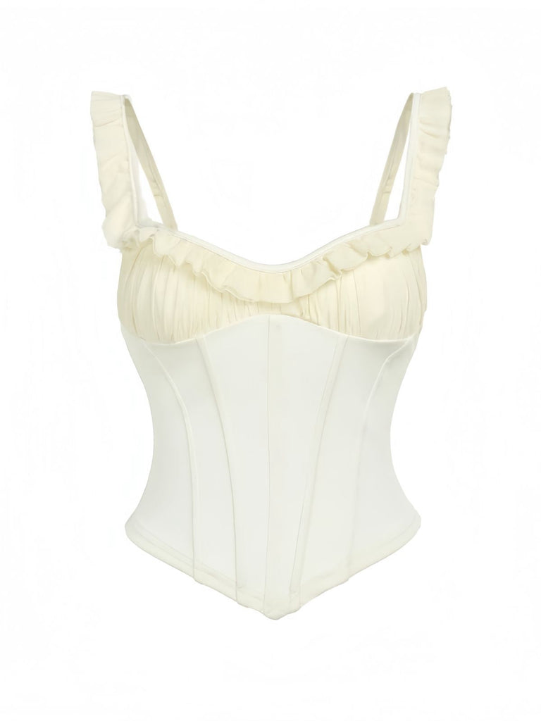 1960er Netz Patchwork Rüschen Korsett Leibchen