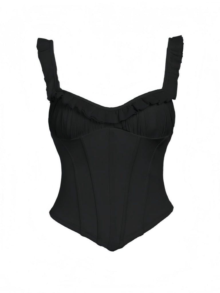 1960er Netz Patchwork Rüschen Korsett Leibchen