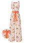 Orange 1950er Strand Briefmarken Verdreht Jumpsuit