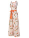 Orange 1950er Strand Briefmarken Verdreht Jumpsuit