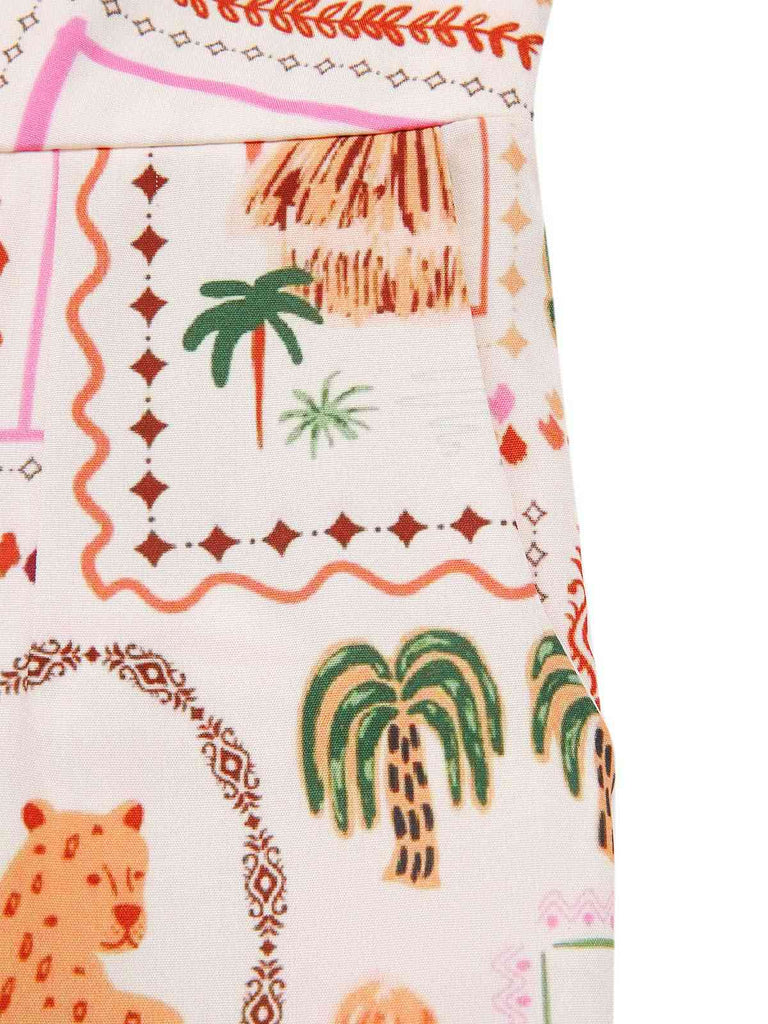 Orange 1950er Strand Briefmarken Verdreht Jumpsuit