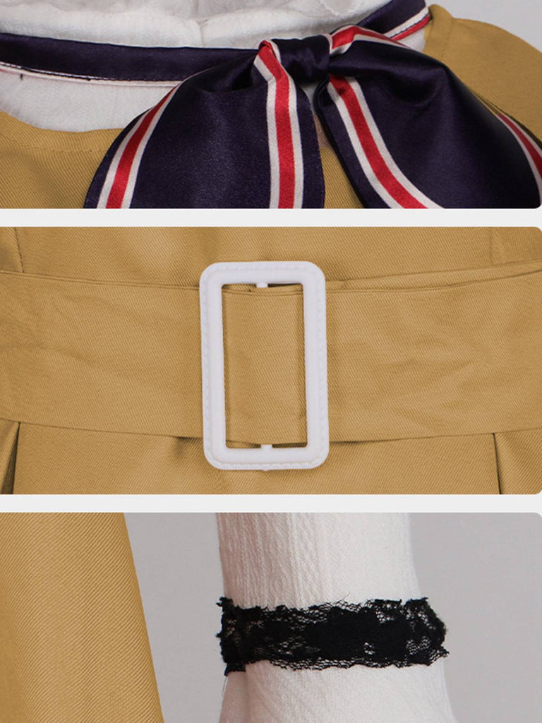 2PCS Khaki 1960er Rüschen Kragen Megan's Kostümset