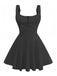 1960er Solide Spitze Träger Schnürung Skater Kleid