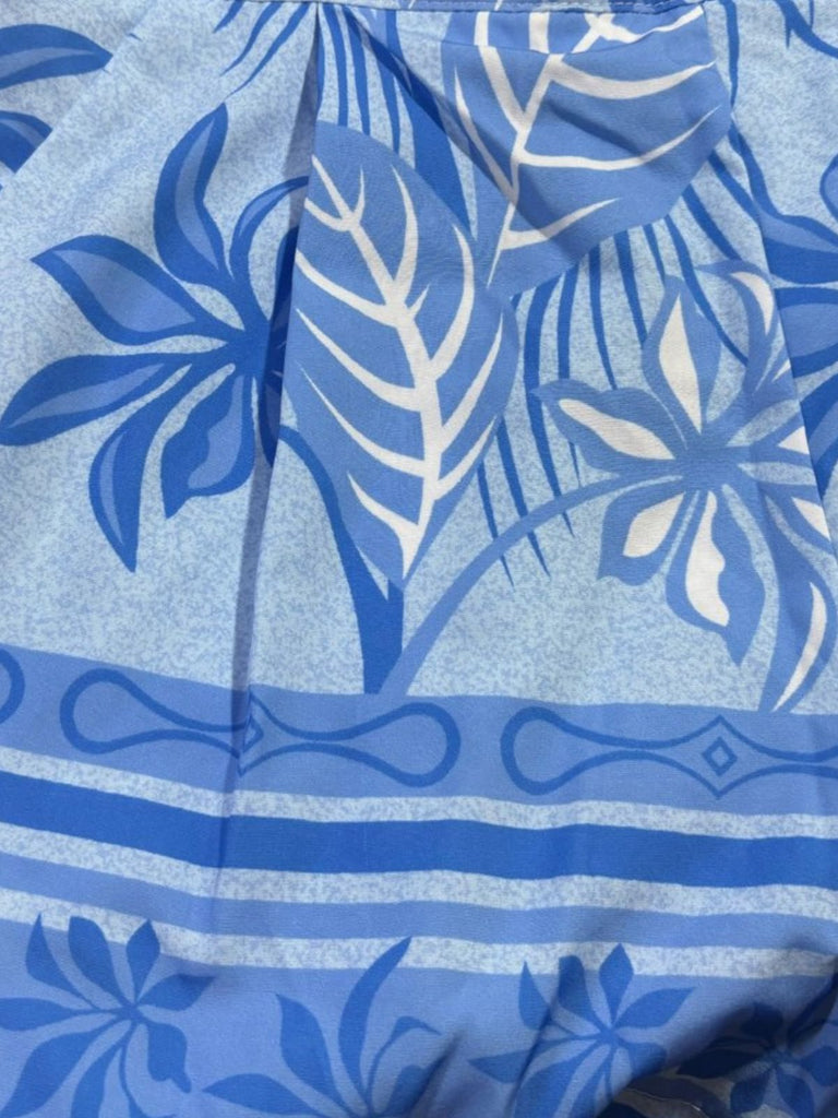 2PCS Blau 1960er Blumen Schlitz Vorne Top & Shorts