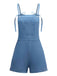 Blue 1950er Bogen Tie Denim Romper