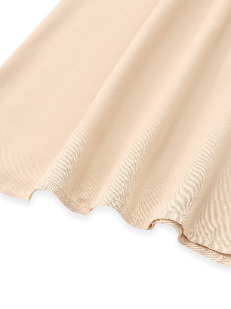 Aprikose 1970er Boho Quadratischer Hals Patchwork Romper