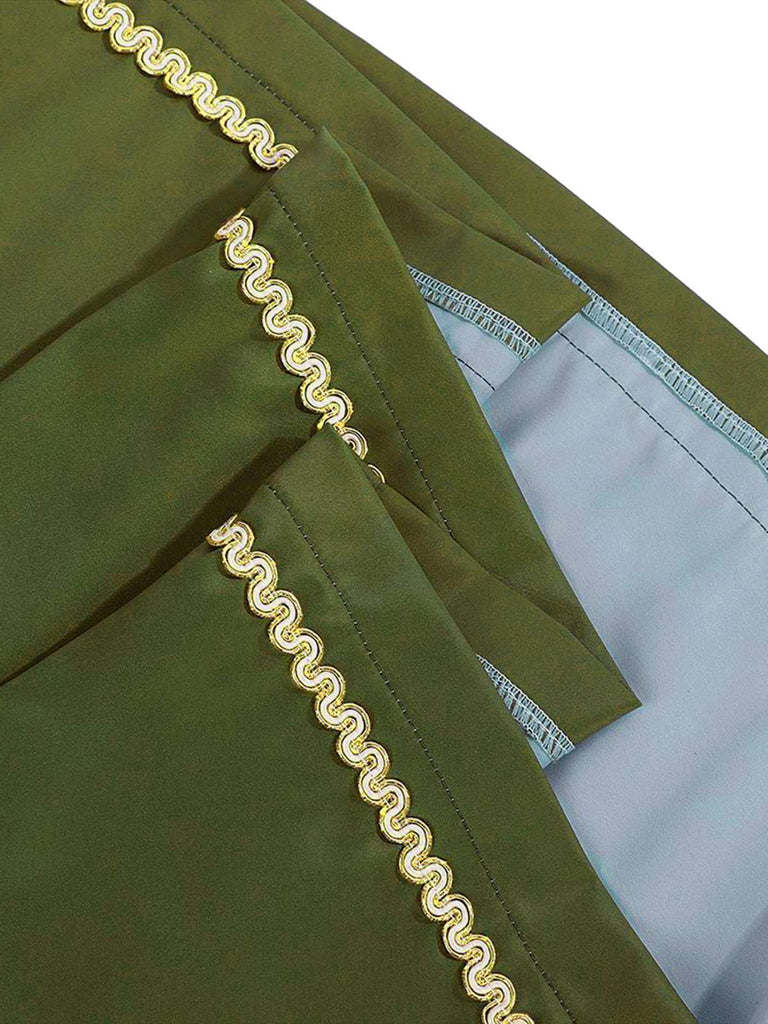 2PCS Grün 1950er Oktoberfest Schleife Blumen Kleid & Stickerei Schürze