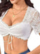 Weiß 1950er Oktoberfest Spitze Patchwork Binden Crop Top
