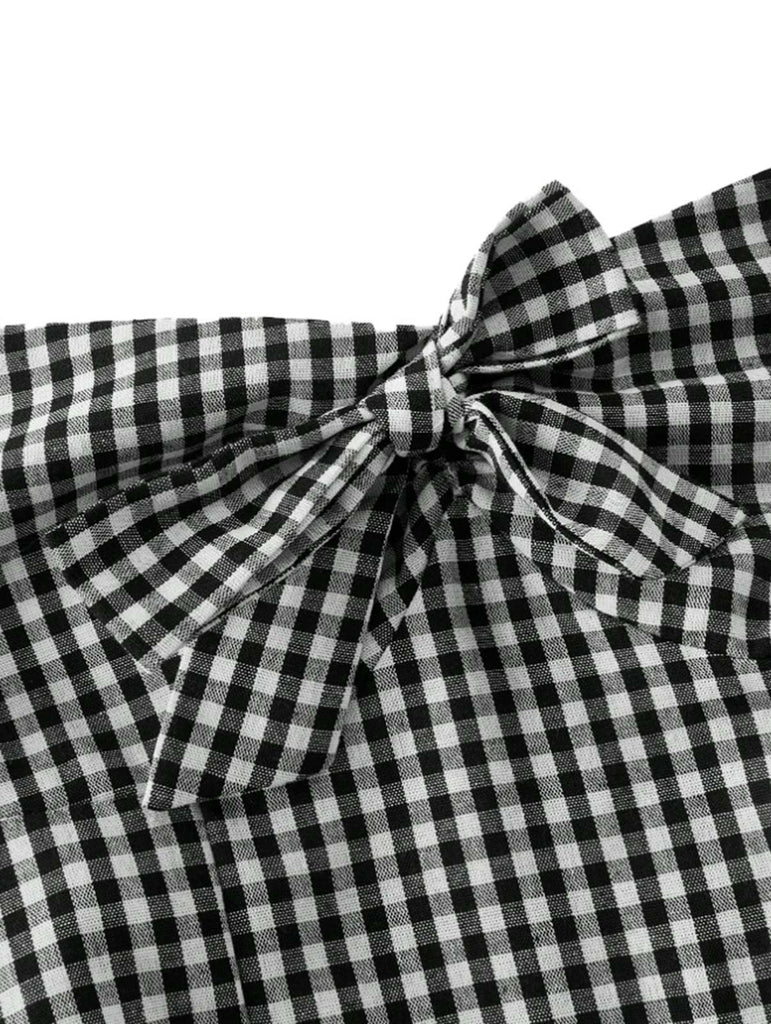 1950er Halter Gingham Plaids Bogen Romper
