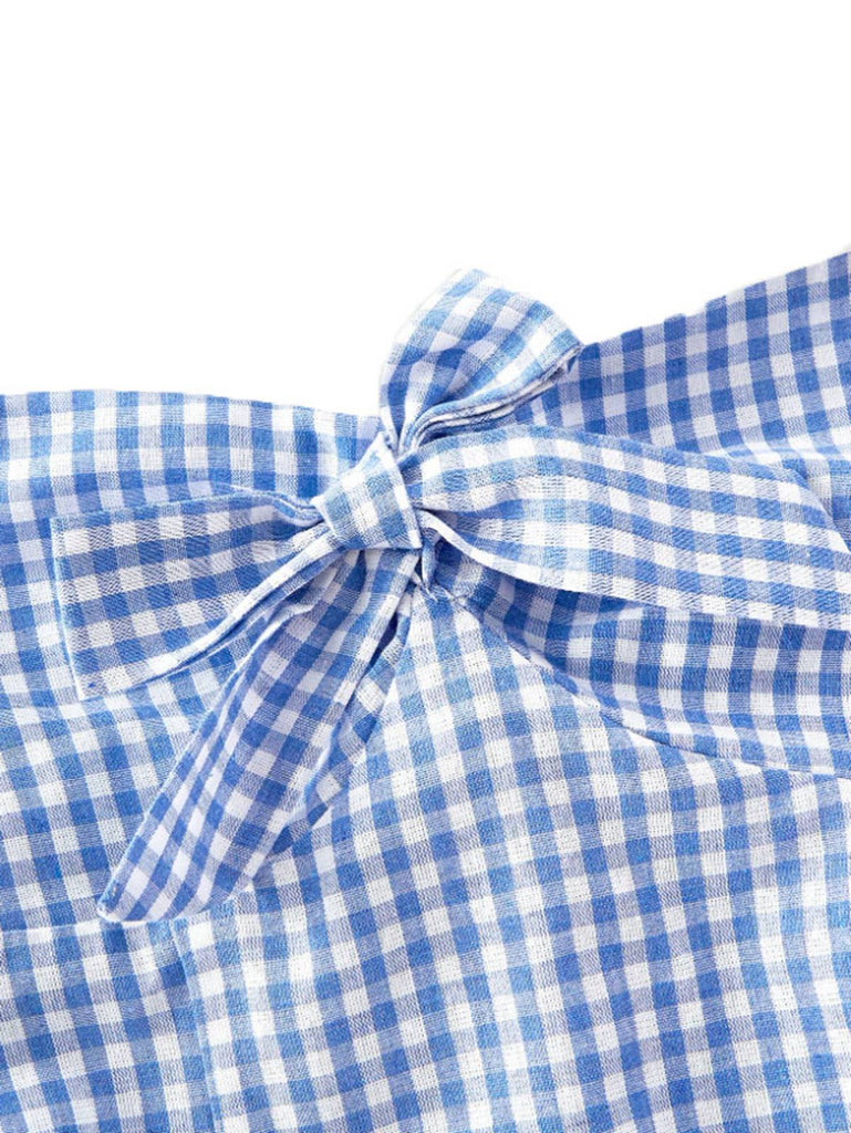 1950er Halter Gingham Plaids Bogen Romper