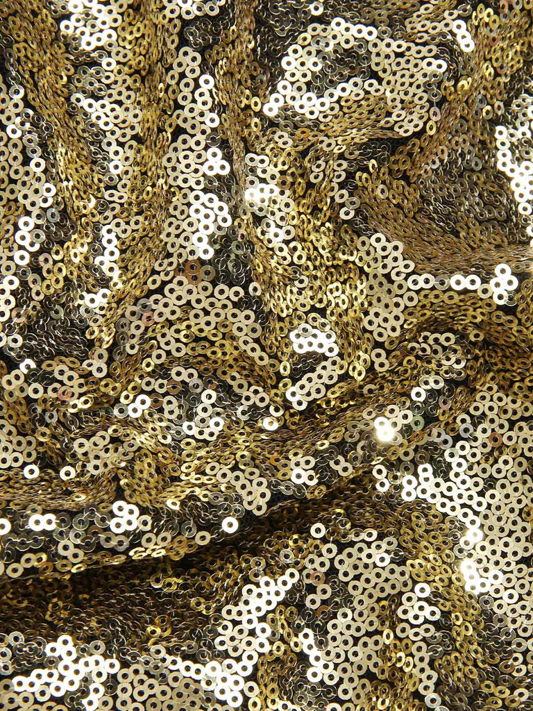 [Vorverkauf] Gold 1950er Schulterfrei Pailletten Swing Kleid