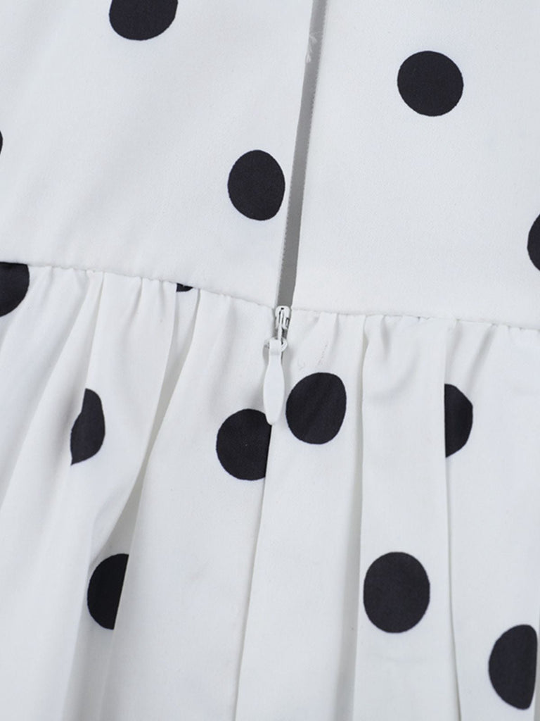 Weiß 1960er Tupfen Halfter Tutu Kleid