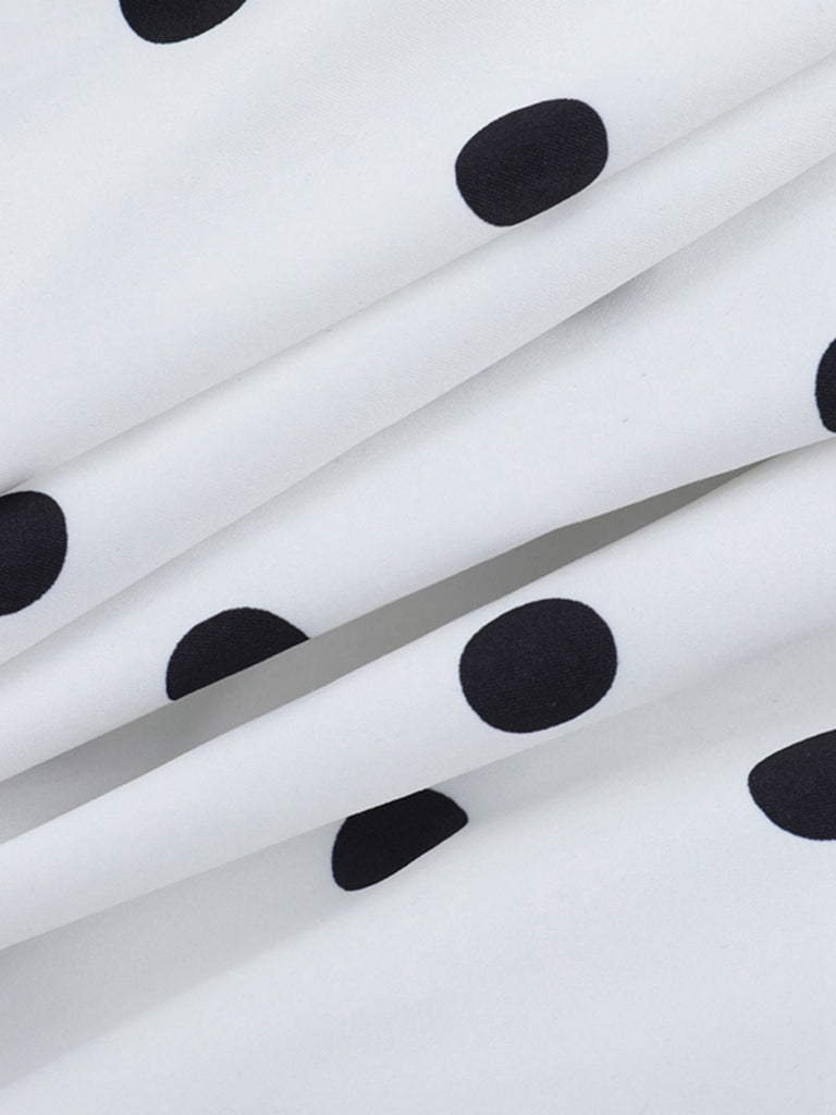 Weiß 1960er Tupfen Halfter Tutu Kleid