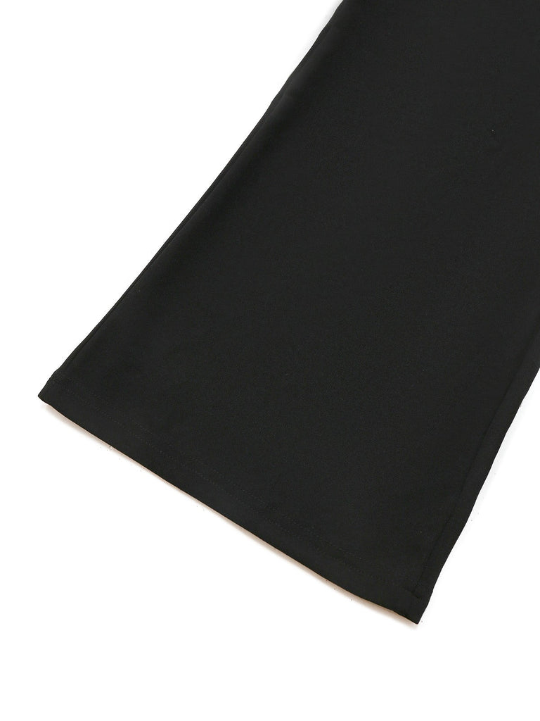 Schwarz & Weiß 1930er Kontrast Gekerbter Kragen Jumpsuit