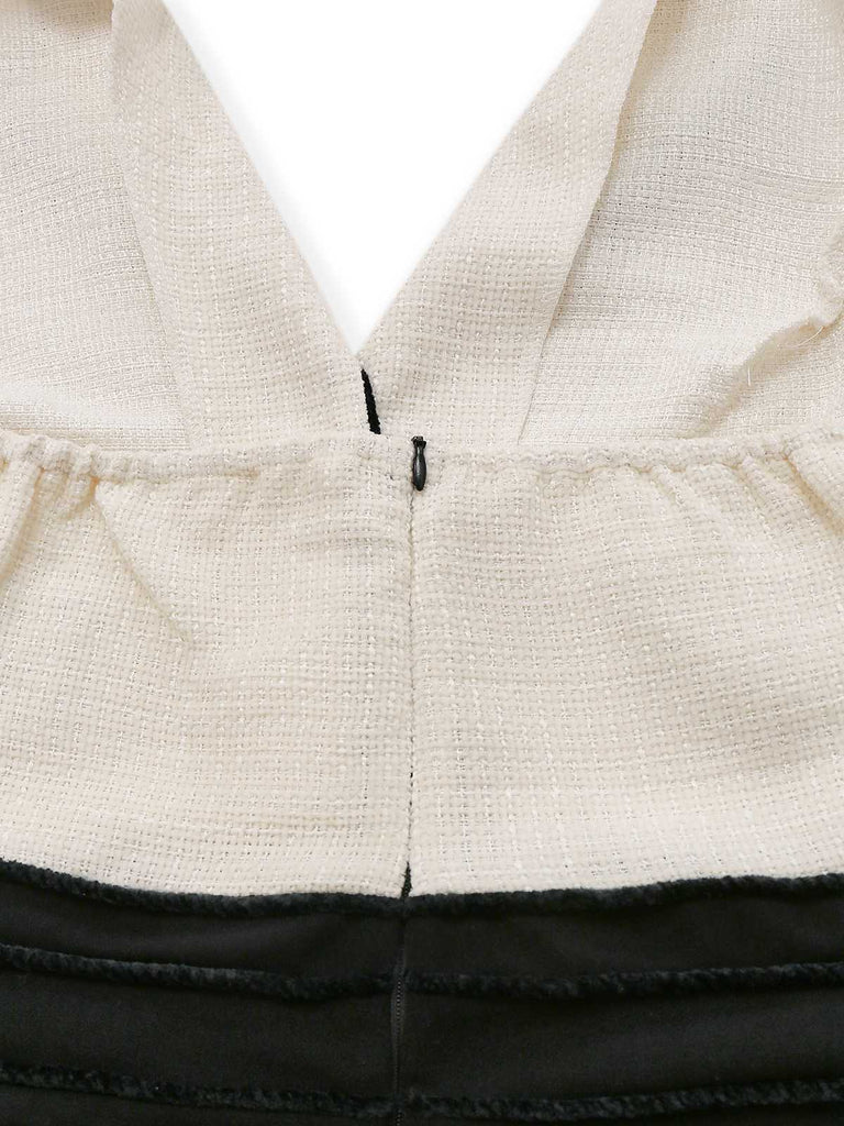 Schwarz & Weiß 1930er Kontrast Gekerbter Kragen Jumpsuit