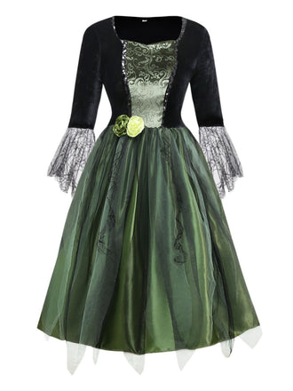 Grün 1950er 3D Blumen Wunderbar Zauberer Kleid