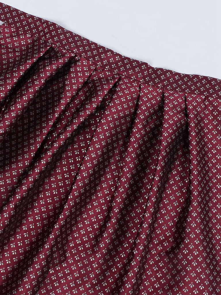 2PCS Weinrot 1950er Oktoberfest Dirndl Blumen Samt Kleid & Schürze