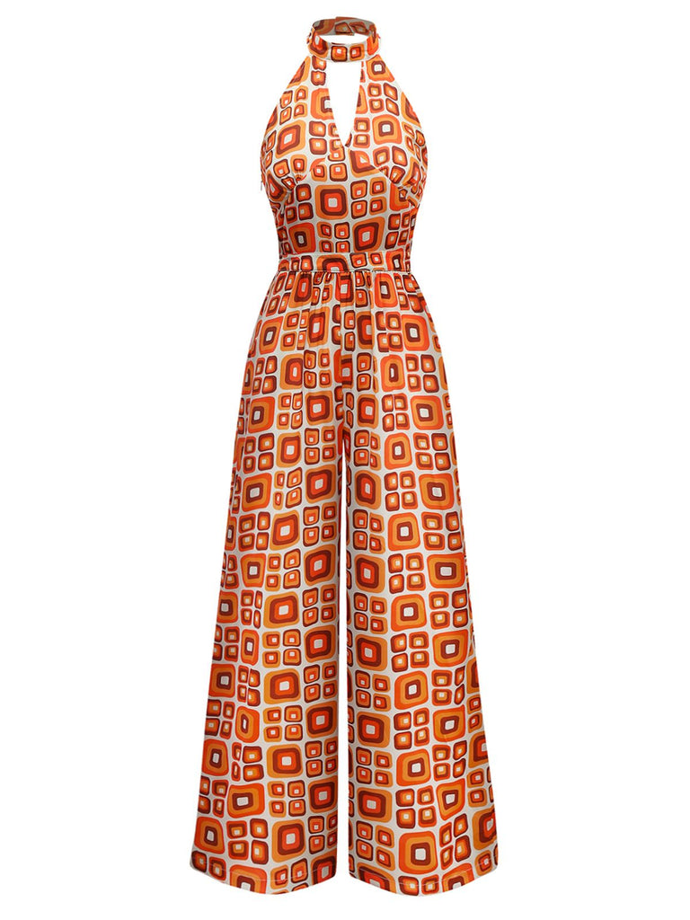 1960er Stehkragen Geometrisch Hippie Jumpsuit
