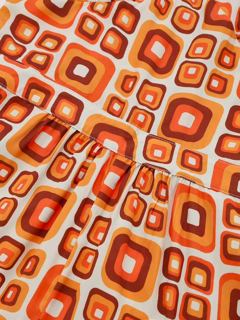 1960er Stehkragen Geometrisch Hippie Jumpsuit