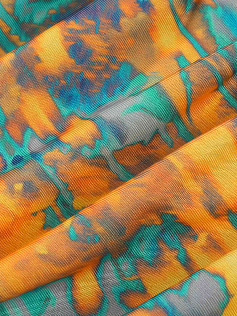 Gelb 1960er Flamme Halter Gerüschtes Top