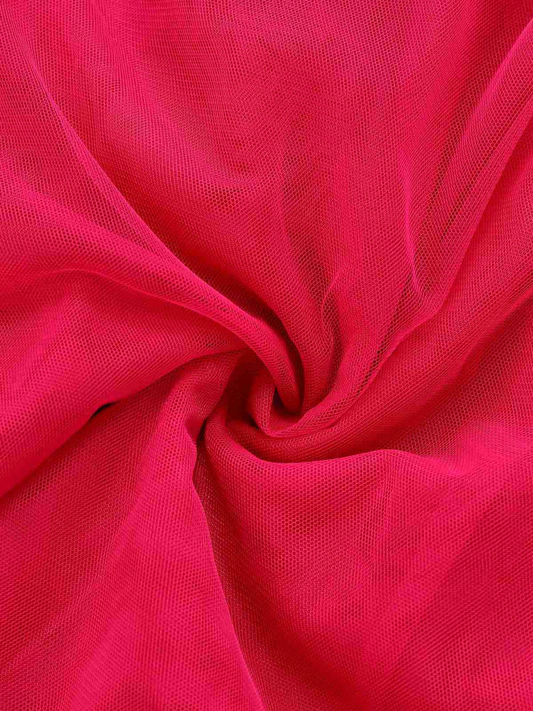 1950er Herzförmiger Hals Gerüschtes Netz Kleid