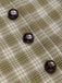 Erbsengrün 1960er Revers Geknöpft Tartan Kleid