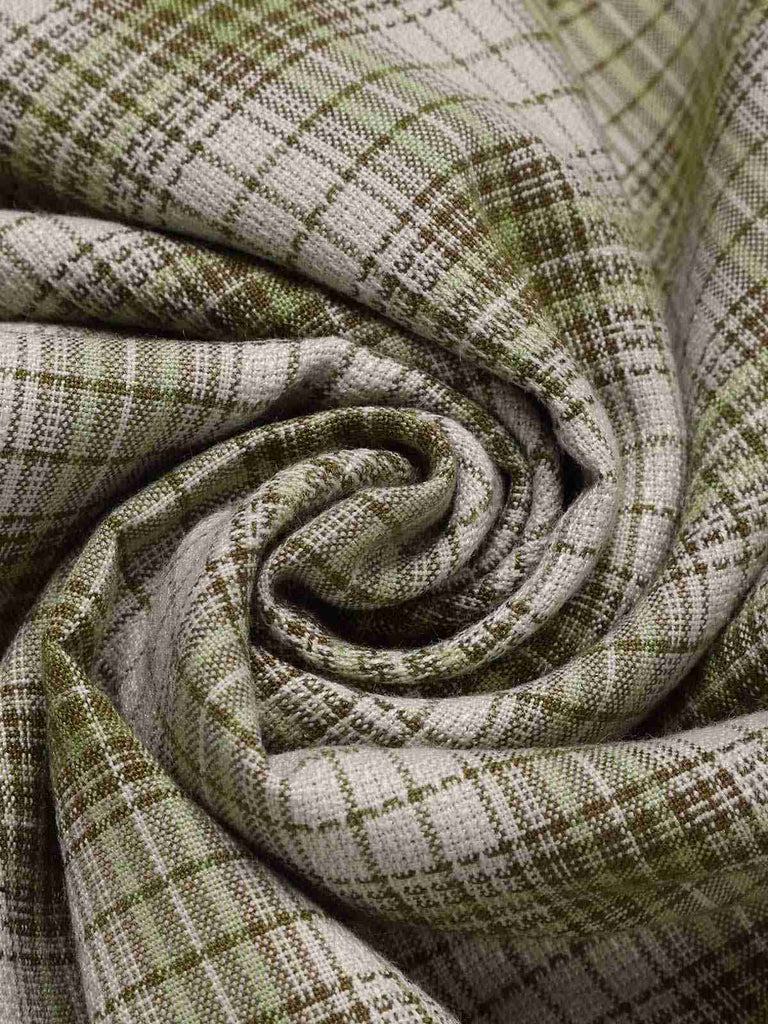 Erbsengrün 1960er Revers Geknöpft Tartan Kleid