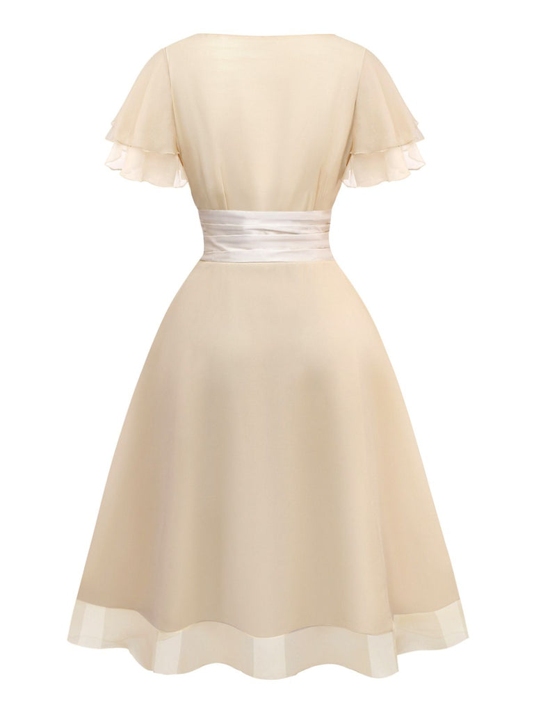 Sekt 1950er Satin Tüll Cocktail Kleid
