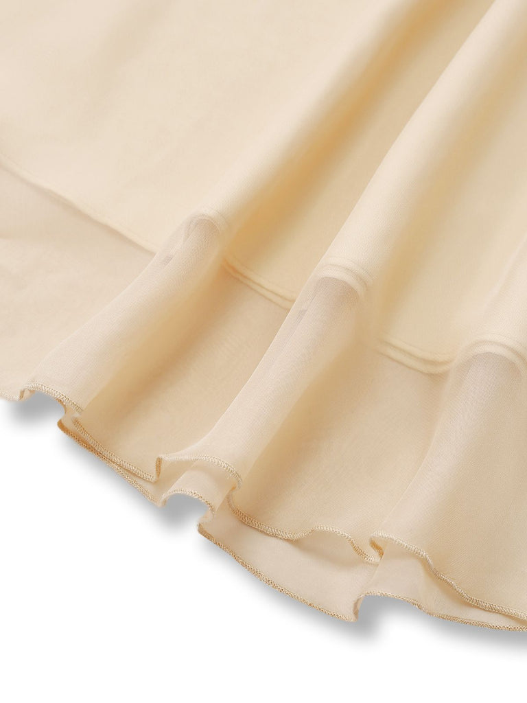 Sekt 1950er Satin Tüll Cocktail Kleid