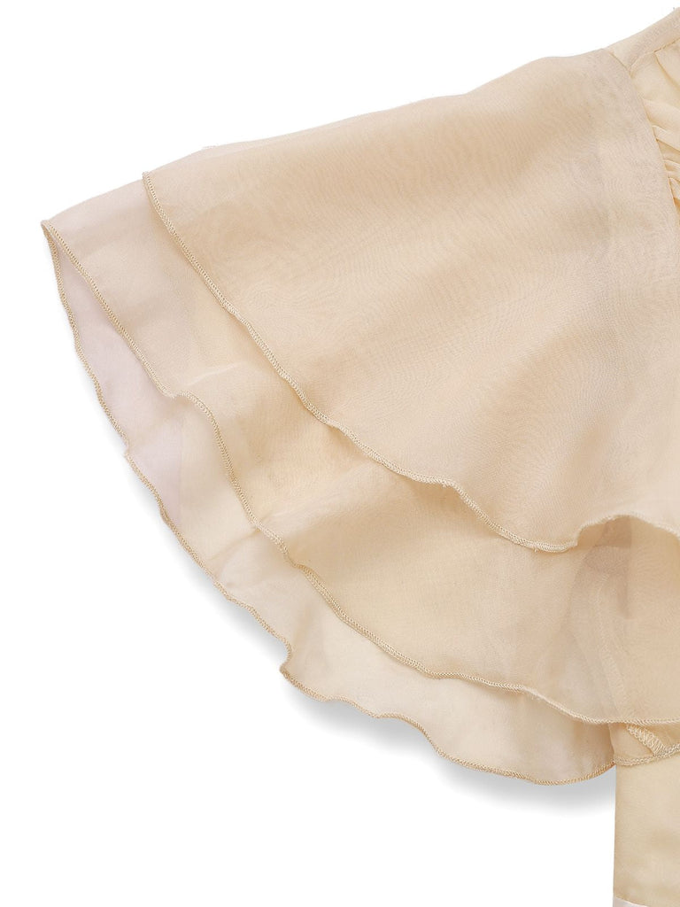 Sekt 1950er Satin Tüll Cocktail Kleid