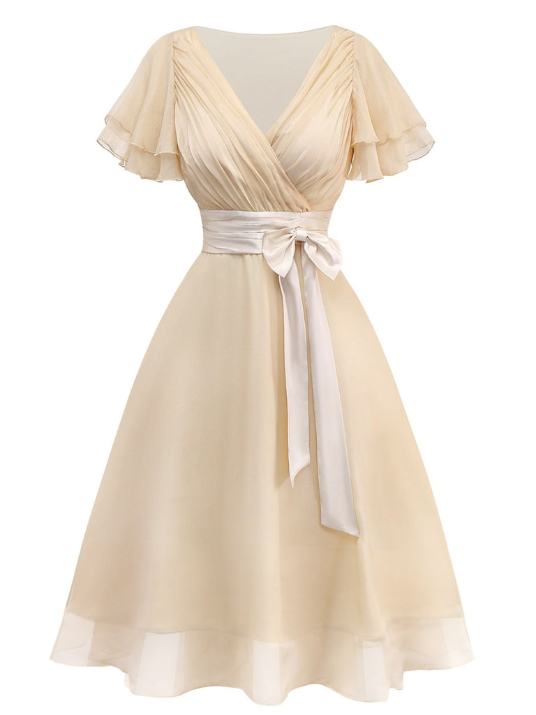 Sekt 1950er Satin Tüll Cocktail Kleid