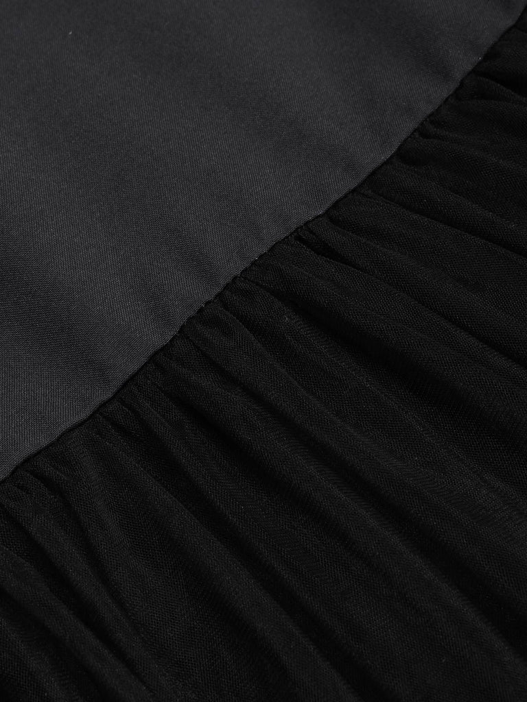 Schwarz & Weiß 1930er Halter Schädel Netz Fischschwanz Kleid