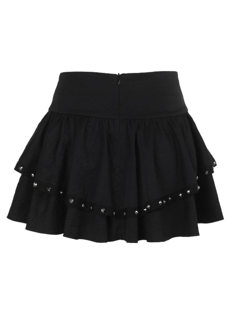 Schwarz 1980er Punk Metall Geschmack Schnürung Rock