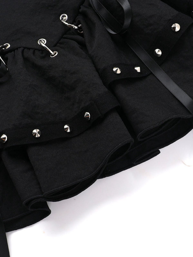 Schwarz 1980er Punk Metall Geschmack Schnürung Rock