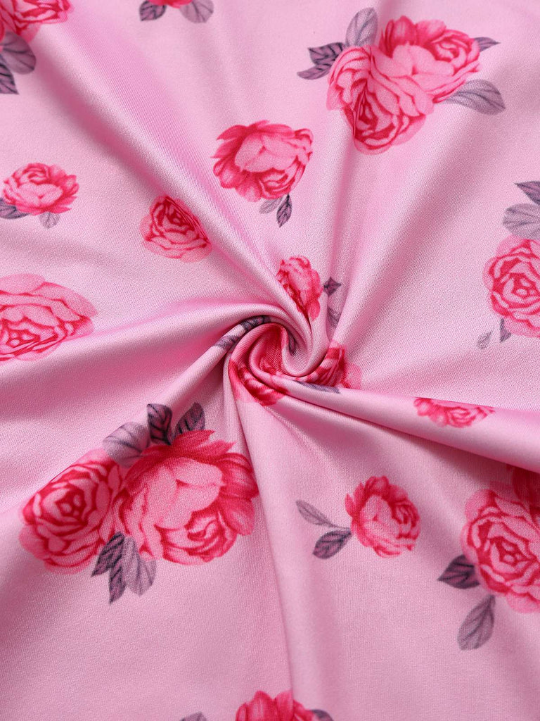 Rosa 1930er Rose Wasserfallausschnitt Fischschwanz Kleid