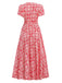 Rot 1940er Boho Blumen Wickel Kleid