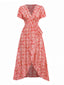 Rot 1940er Boho Blumen Wickel Kleid