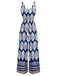 Blau 1970er Boho Ethnisch Drucken Träger Gürtel Jumpsuit