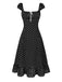 1940er Quadratischer Hals Polka Dot Rüschen Kleid